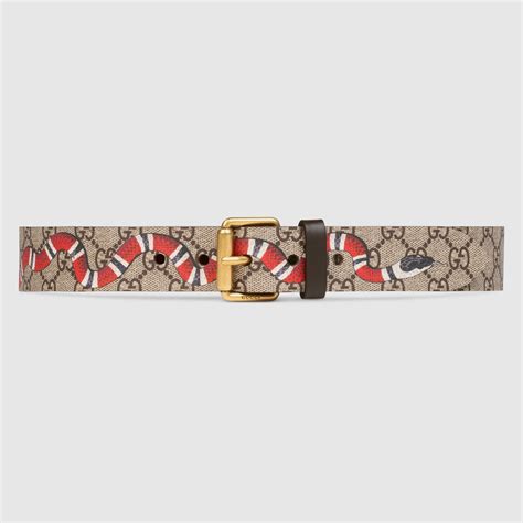 434520 gucci|GG Supreme belt with Kingsnake print .